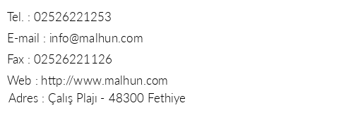 Malhun Hotel telefon numaralar, faks, e-mail, posta adresi ve iletiim bilgileri